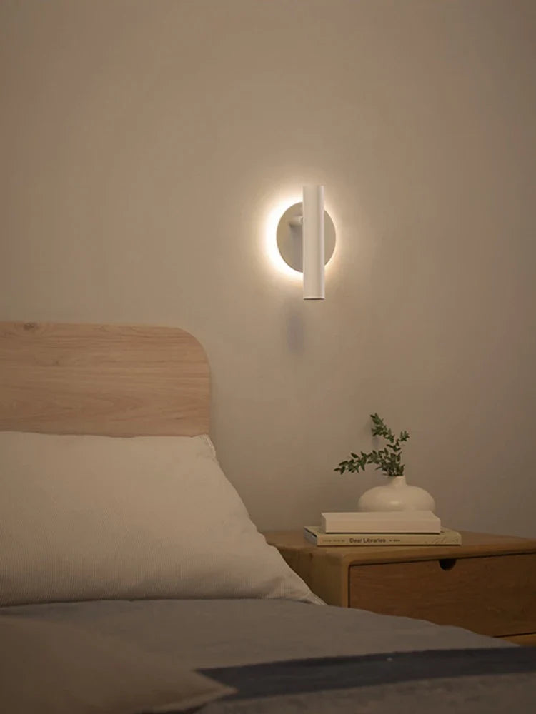 Modern minimalist wall sconce with double rotating light source - view 2
