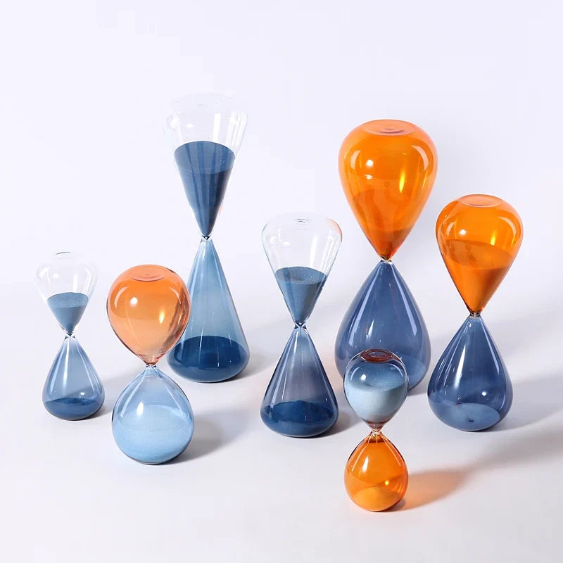 Modern glass hourglass for decoration and office