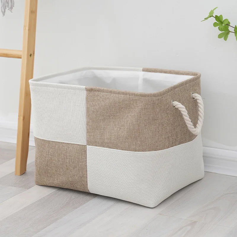 Foldable storage basket for linen and toys
