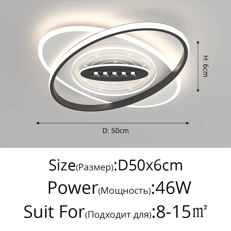 Nordic led ceiling for interior and warm atmosphere - A Black / Trichromatic Light