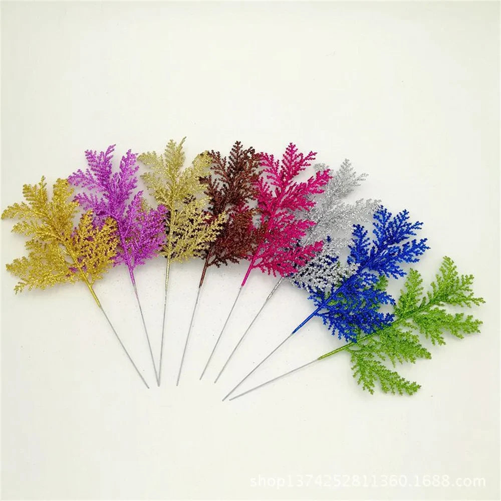 Christmas decoration glitter pine leaves for DIY tree crown - view 3