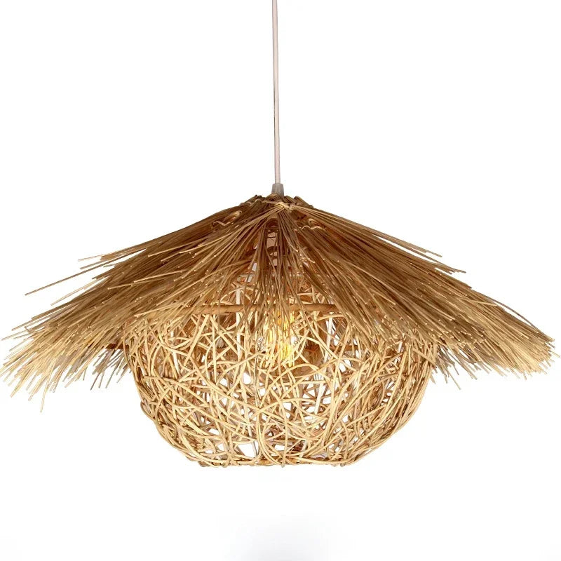 Chinese rattan during light, hand five straw hat lampshade during light, living room decoration, indoor lighting fixtures - view 3