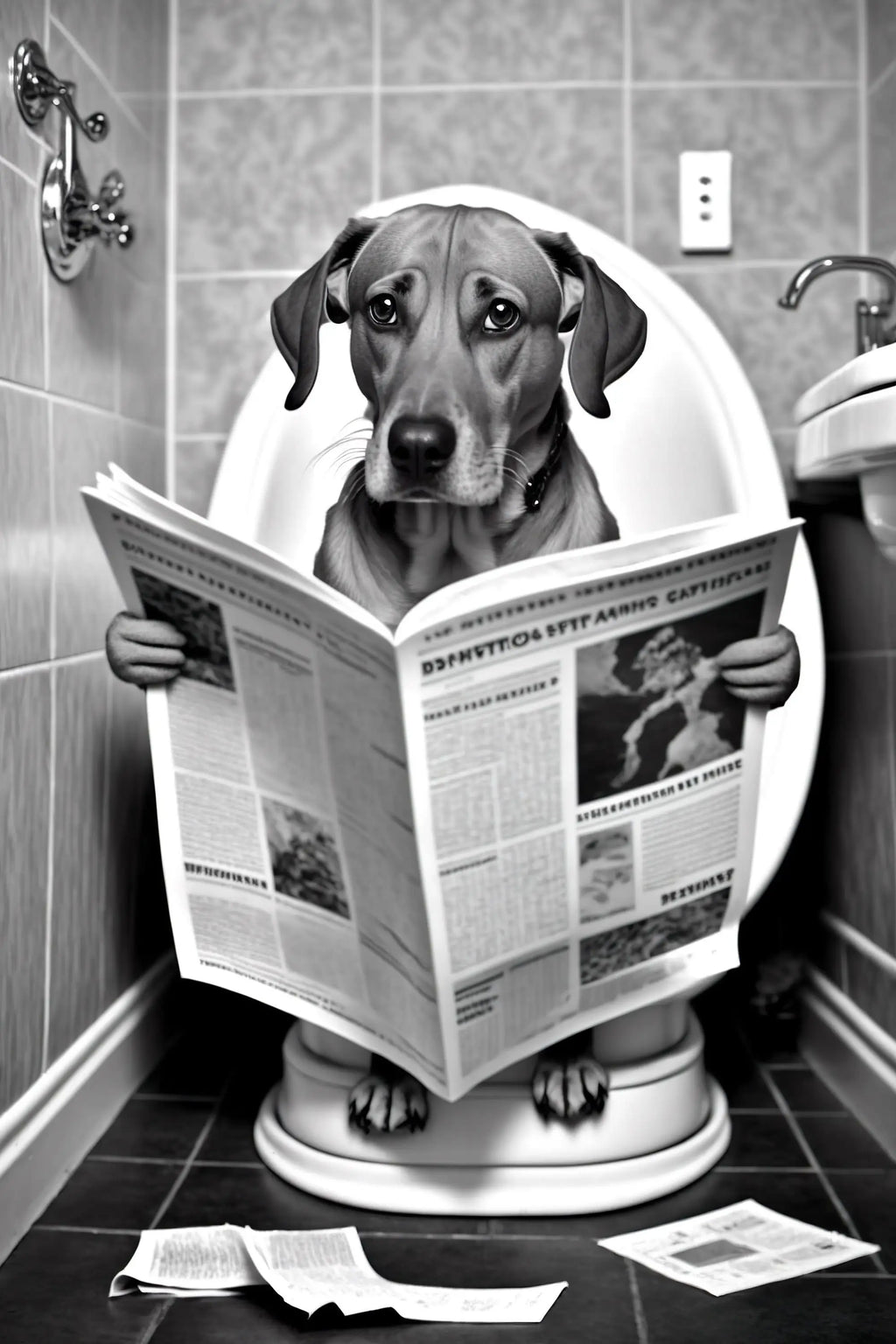 Animals on the Toilet Humorous Wall Decoration, Durable Canvas Print - A4 21X30cm Unframed / 7
