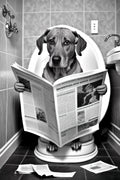 Animals on the Toilet Humorous Wall Decoration, Durable Canvas Print - A4 21X30cm Unframed / 7