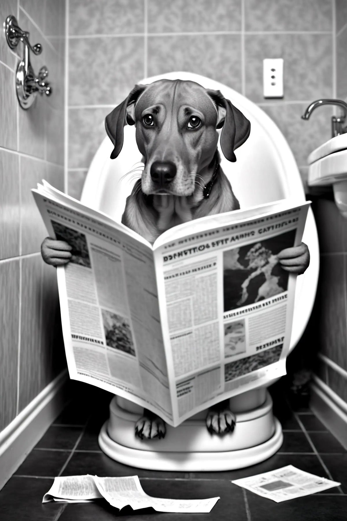 Animals on the Toilet Humorous Wall Decoration, Durable Canvas Print - A4 21X30cm Unframed / 7