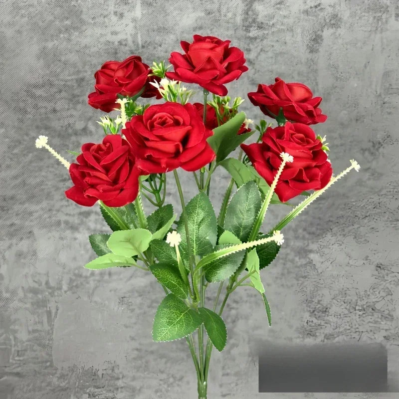 Wedding decoration bouquet of artificial silk rose wines 7 heads
