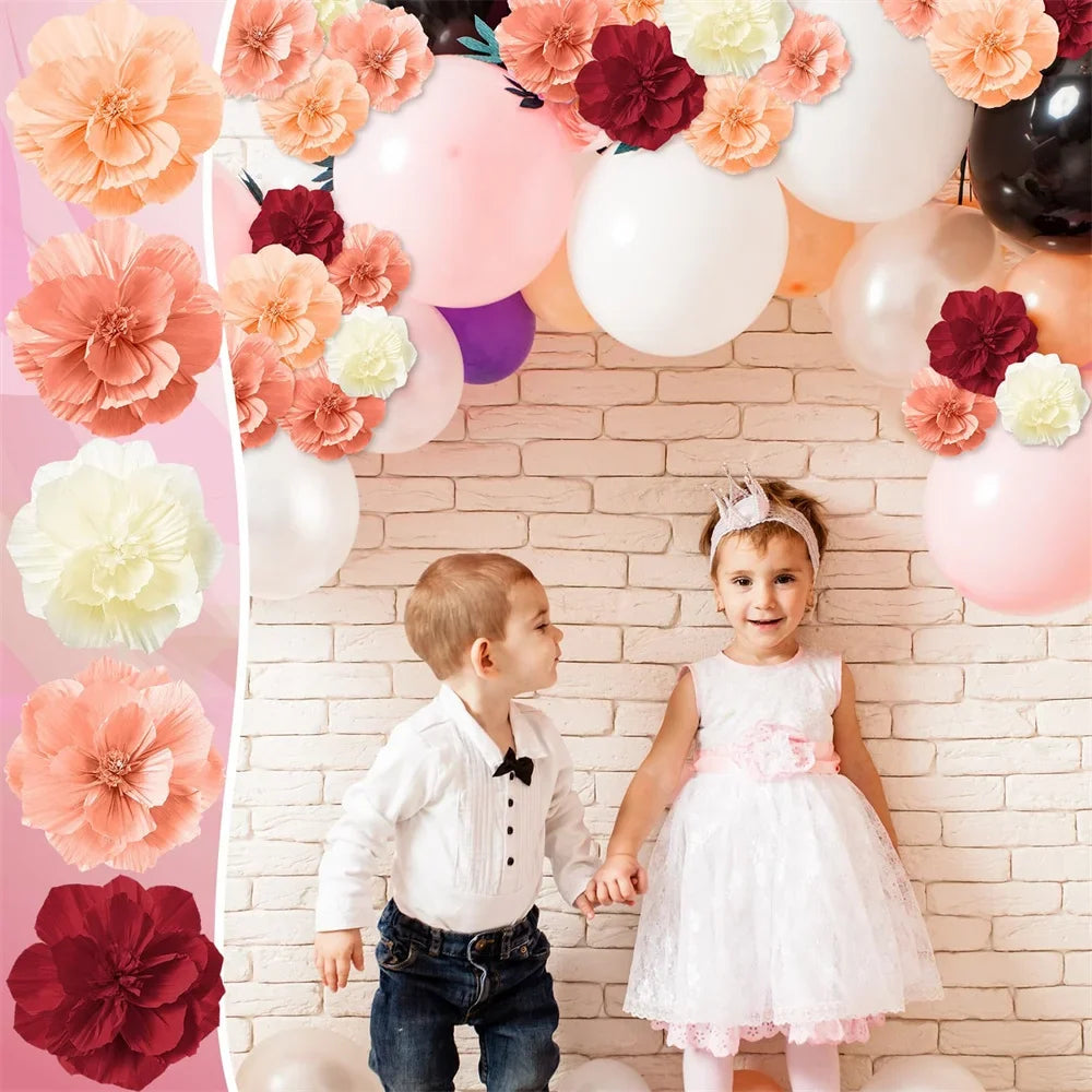 Large flower party decoration in red paper for festive events - view 5