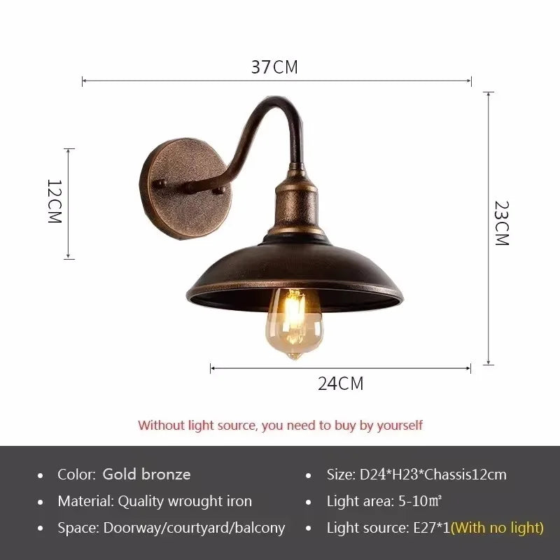 Waterproof wall sconce industrial style for outdoor garden and courtyard - No Bulb / F / 110 V
