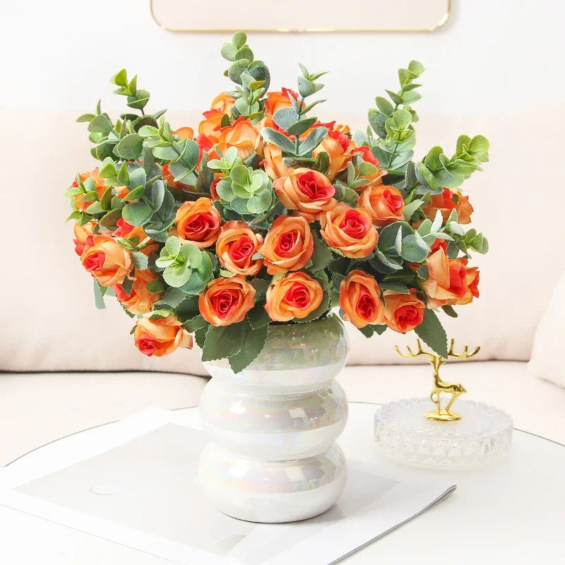 Bouquet of artificial eucalyptus rose wines versatile floral decorations - view 4