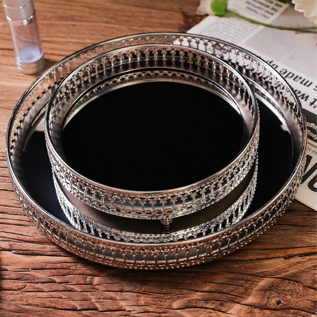 Metal storage tray decorative mirror for cosmetics and dishes - view 4
