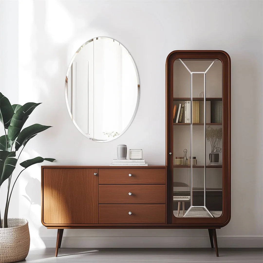 Oval decorative mirror without frame for elegant interior - view 3