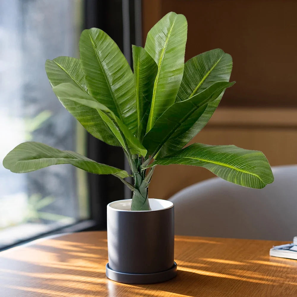 Tropical artificial banana pot for interior and exterior decoration