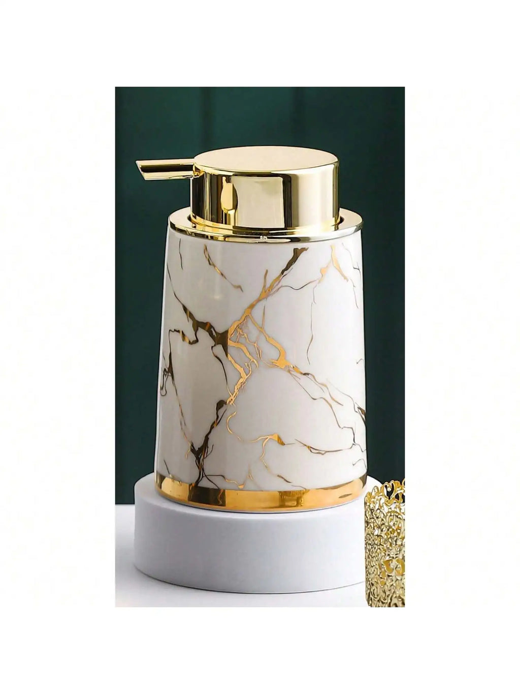 400ml Light Luxury Ceramic Marble Texture Refillable Press Mousse Foaming Soap Dispenser For Bottling, Filling Facial Cleanser - white