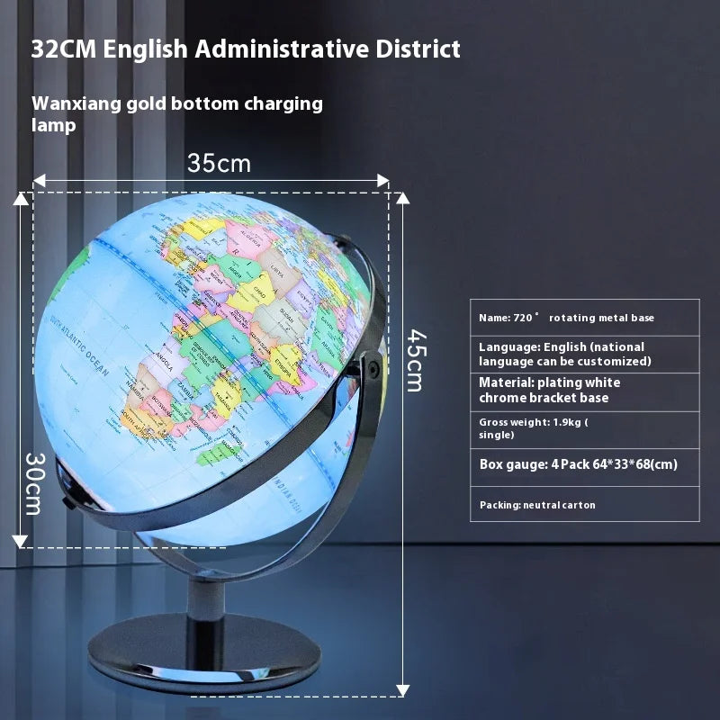 Globe rotating educational light in English for geography - view 6