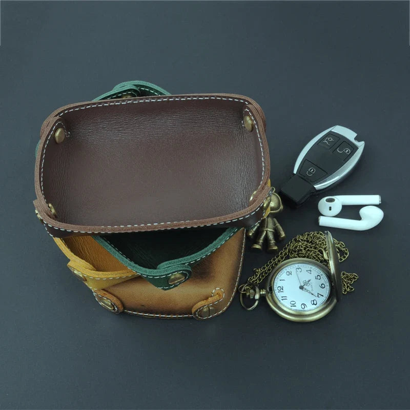 Genuine leather storage tray for various objects - view 3