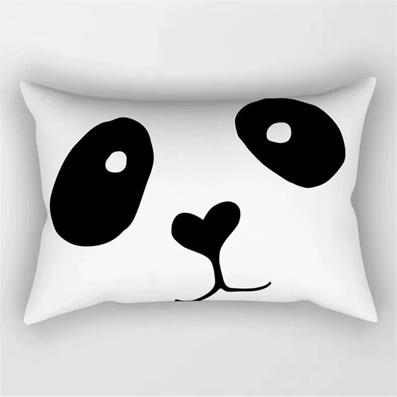Black and White Marbled Geometric Throw Pillow Cover 30 X 50 cm