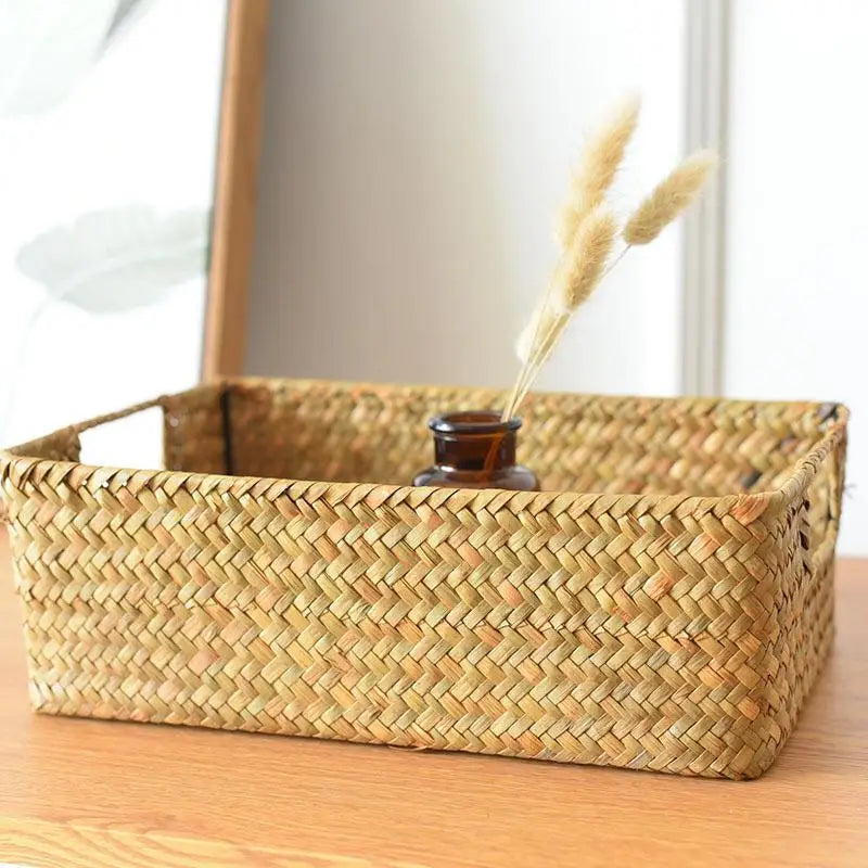 Weaving straw storage basket for organization - view 3