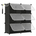 SONGMICS Shoe shelf 6 compartments, Storage shelf Modular, 30 x 40 x 30 cm compartment, with door - black color