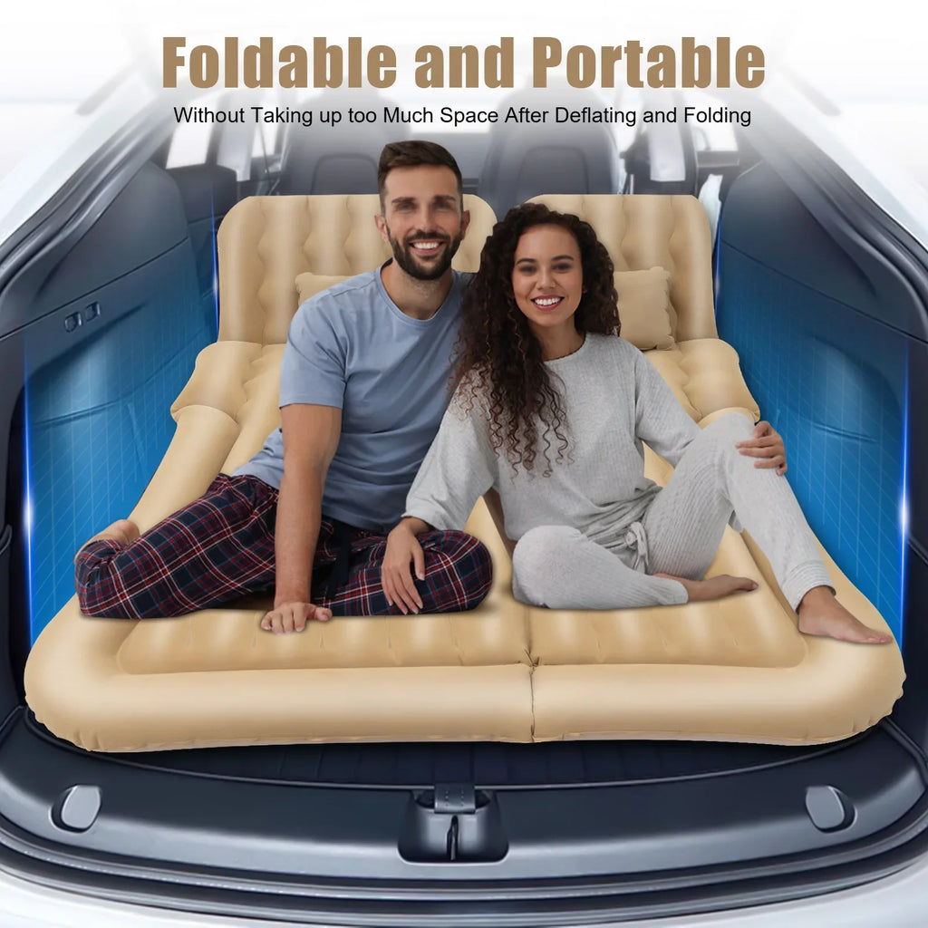 Inflatable Suv Car Mattress With Air Pump, Car Rear Seat Sleep Bed, Travel Tent (Beige) - view 5