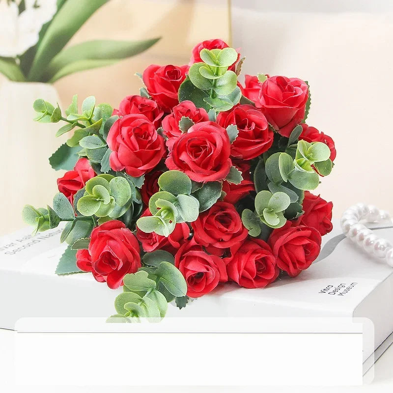 Bouquet of artificial eucalyptus rose wines versatile floral decorations