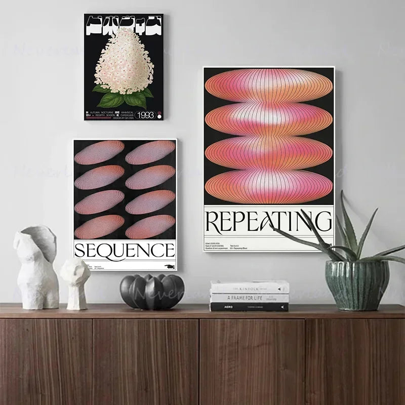 Abstract gradient halo art wall Japanese retro decorative wave - view 5