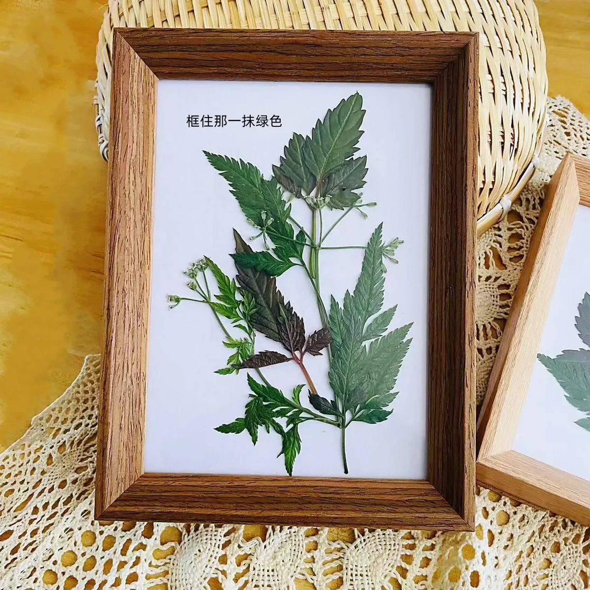 Wooden picture frame with hand-made decorative sheet - view 3