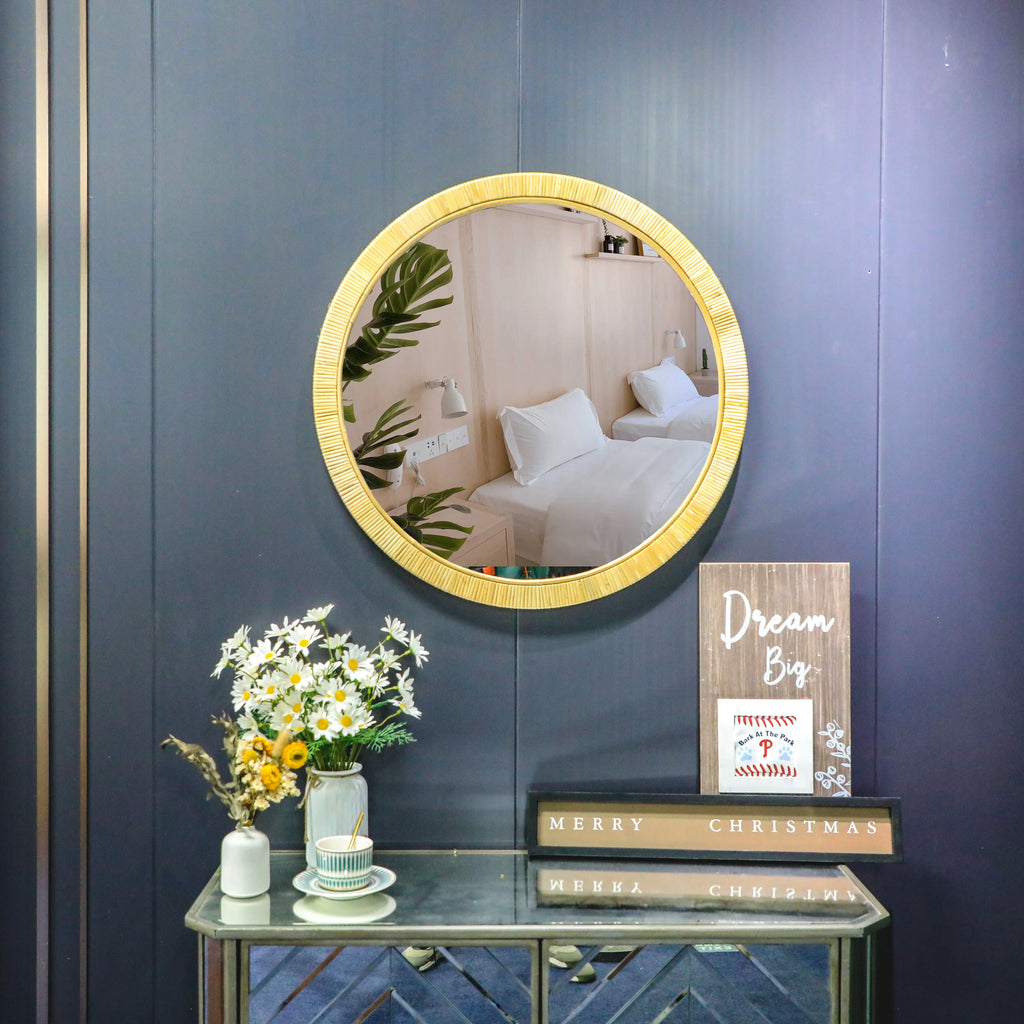 Wall mirror framed in natural rattan hand made decorative and elegant - view 2