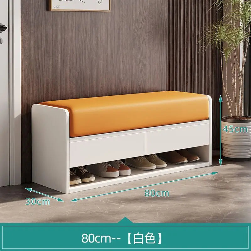 Nordic wooden changing stool with integrated storage - F