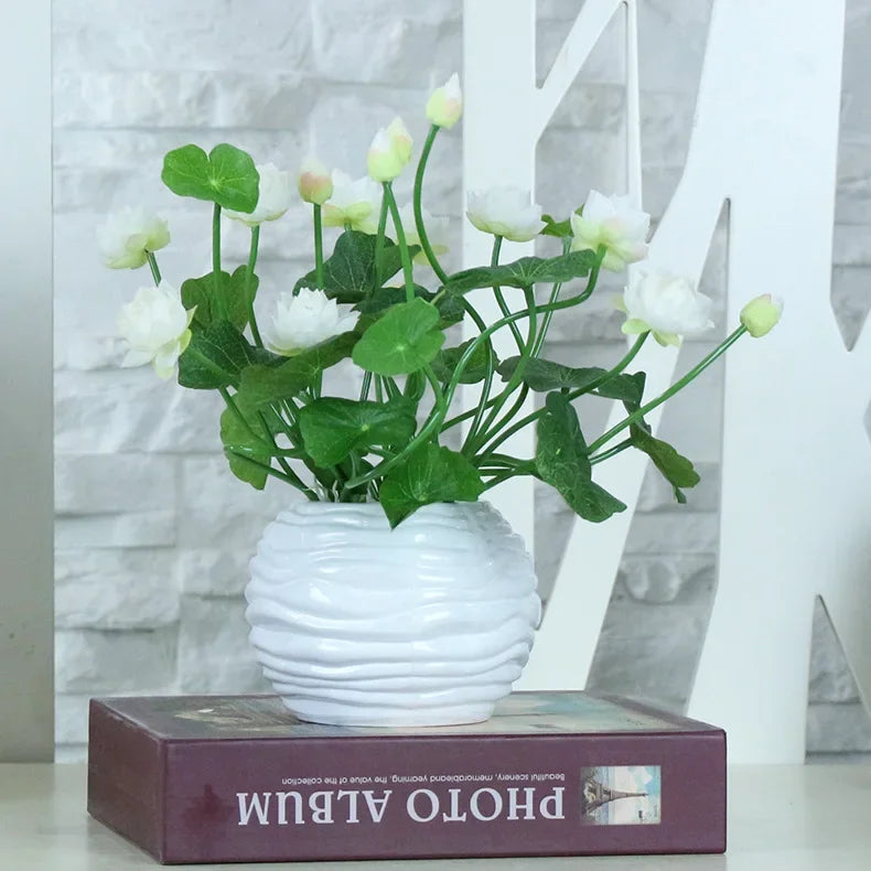 Artificial plants mini silk decoration for indoor garden and table - White