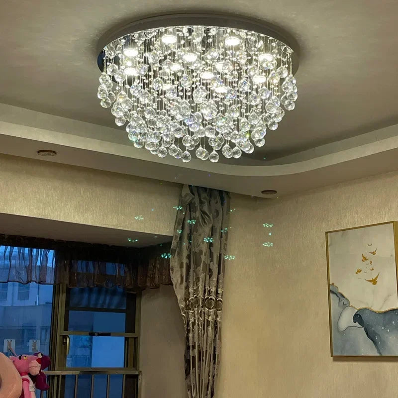 Led chandelier with crystal balls for modern interior - view 4