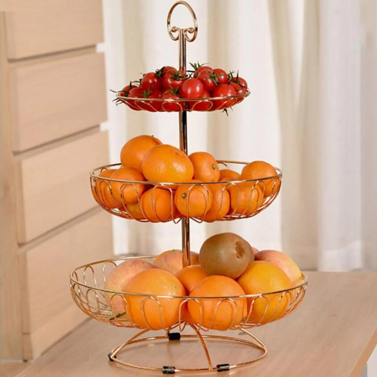 Three-level fruit basket in wire - Gold