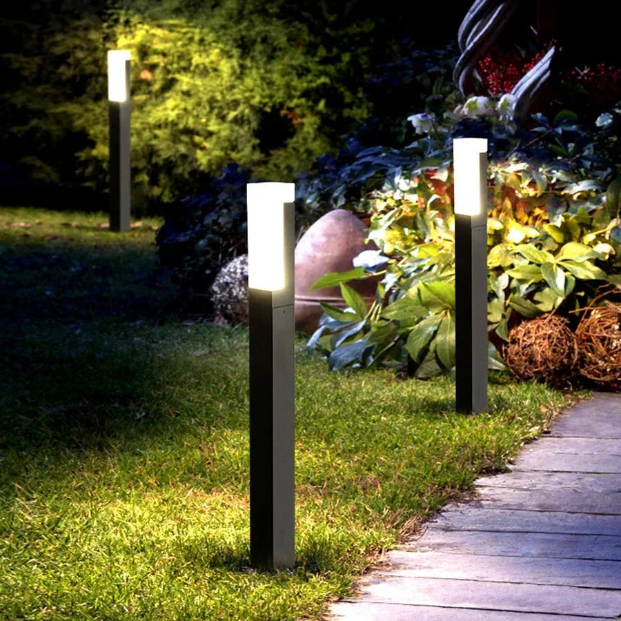 LED outdoor lamp with motion detector and aluminum picket - view 3