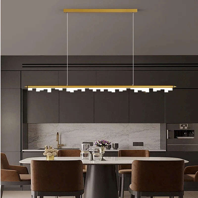 Modern minimalist chandelier in black gold for hanging lighting - view 2