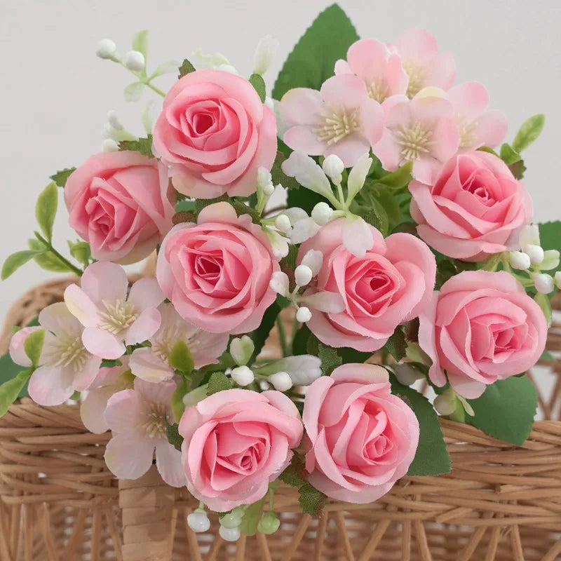 Artificial flowers wedding bouquet pink hortensia floral decoration - view 6