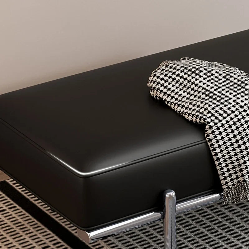 Stainless Steel Shoe Changing Bench, Long Stool, Italian Minimalist Leather, Bed-End Seat, Light, Luxury - view 5