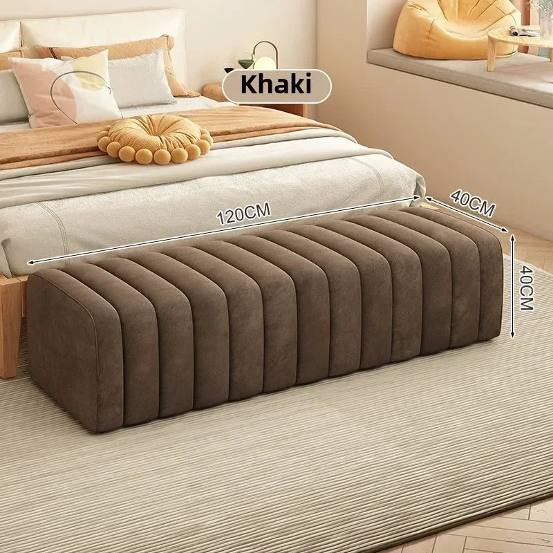 Modern design shoe bench with soft and comfortable footrest - Khaki Length 120CM