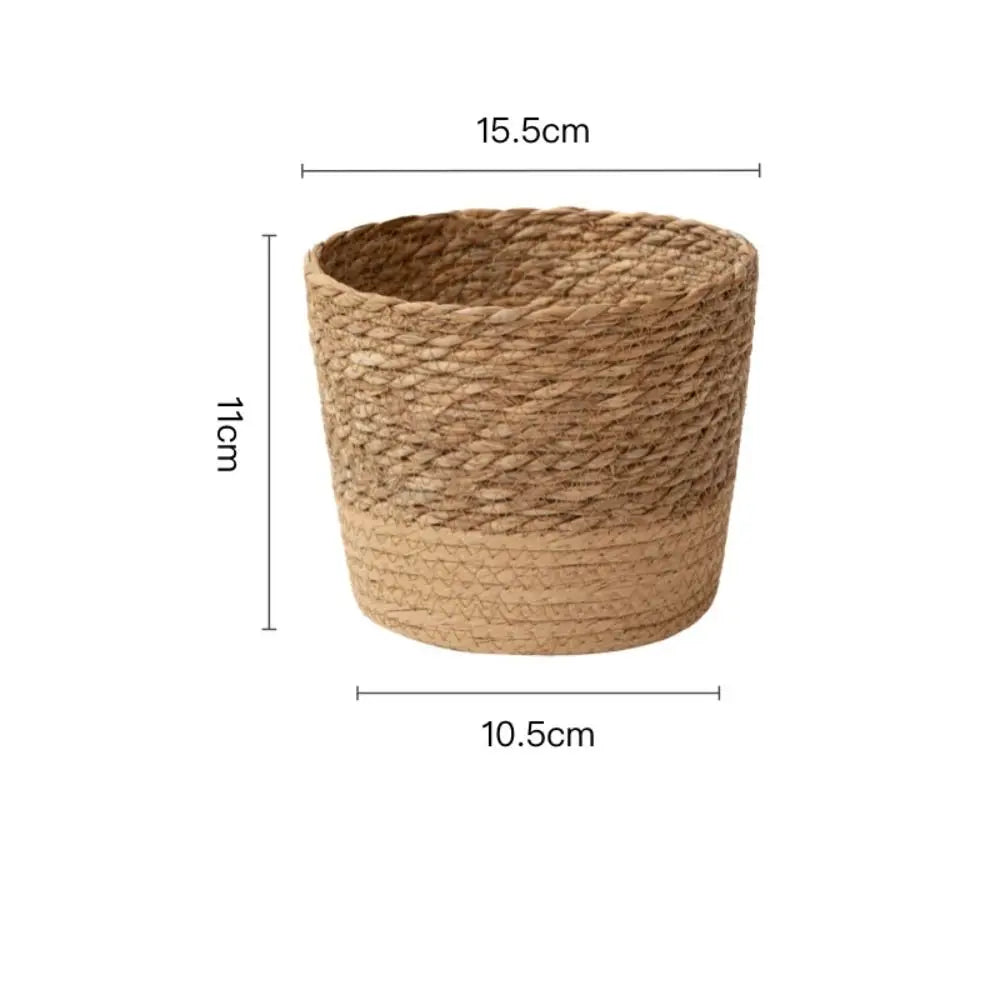 Creative woven rattan flower pot with removable feet and durable support - B-Small