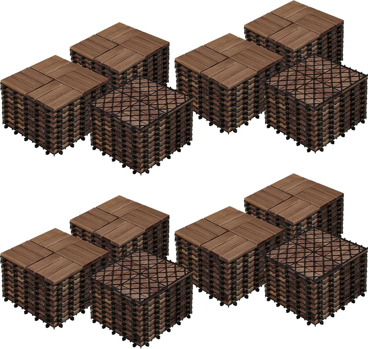 108-Pack 30cm Acacia Wood Interlocking Deck Tiles Waterproof