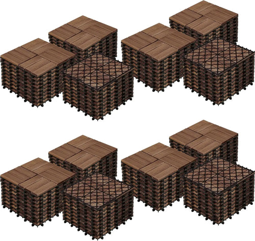 108-Pack 30cm Acacia Wood Interlocking Deck Tiles Waterproof