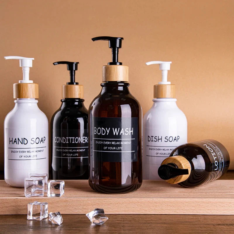 Refillable pump bottle for shampoo and shower gel