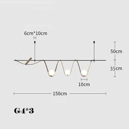 Minimalist LED Pendant Light for Dining Rooms & Lobbies - L150cm / White light