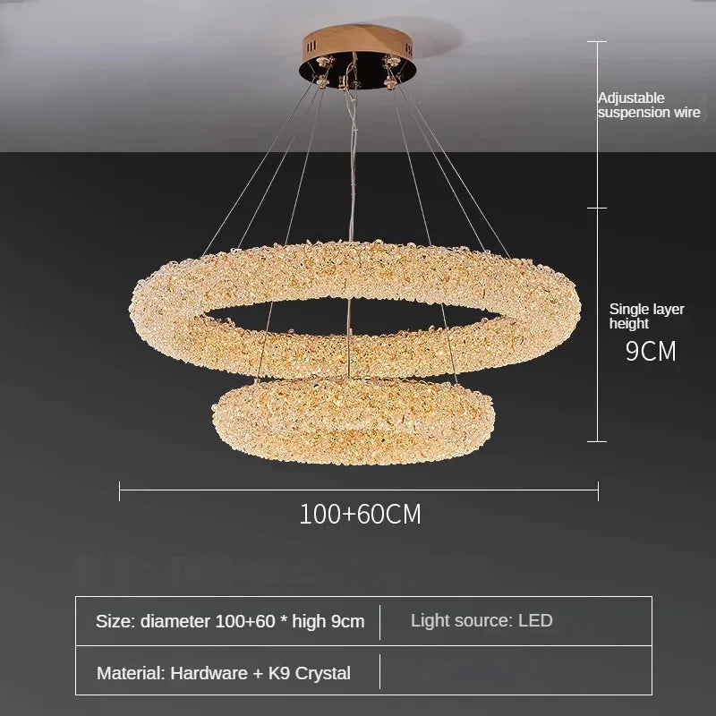 Crystal chandelier k9 elegant design for modern lighting - D 100-60cm / 3 modifiables