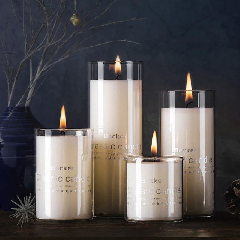 Glass Candle Holders Dia 8cm Cylinder Vases for Pillar Candle, Holders or Flower Vase Wedding Decoration Candlelight Dinner - view 2