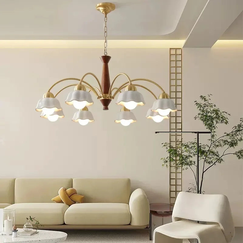 Modern chandelier in ceramic flower for contemporary interior - view 2