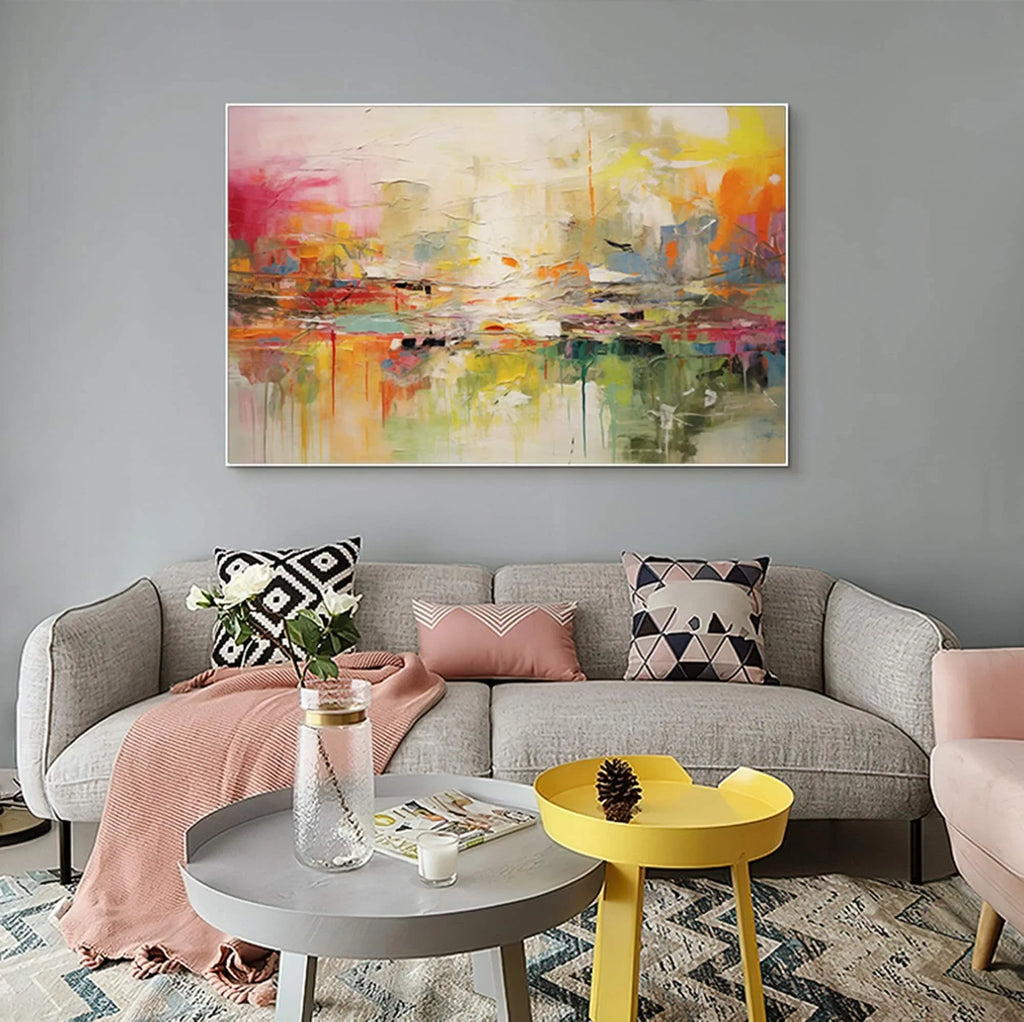 Large abstract mural painting hand painted for interior decoration - view 4