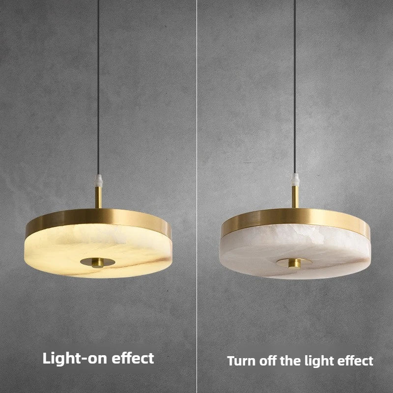 White marble pendant light and elegant copper design for modern interior - view 4