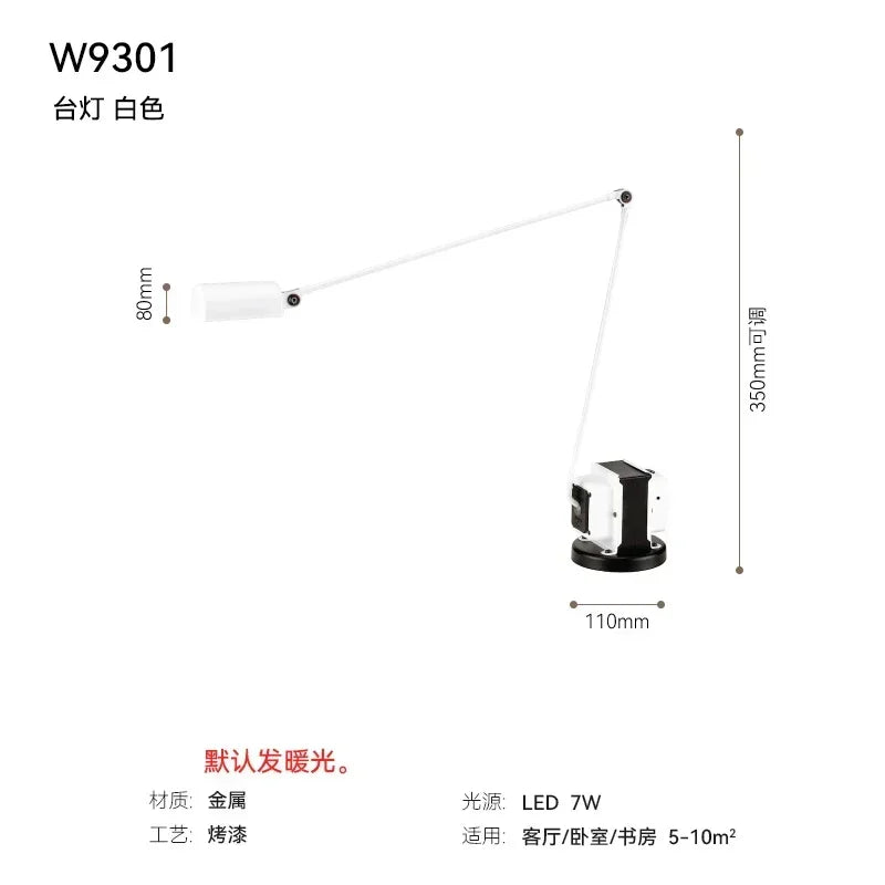 Modern floor lamp with Italian design with adjustable swivel arm - Warm Light / White Table Lamp