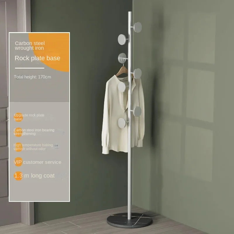 Floor To Floor Bedroom Light Luxury Rock Plate Base Metal Hanger, Marble Scarf and Bag Rack for Entering The Home Coat Rack - Style23