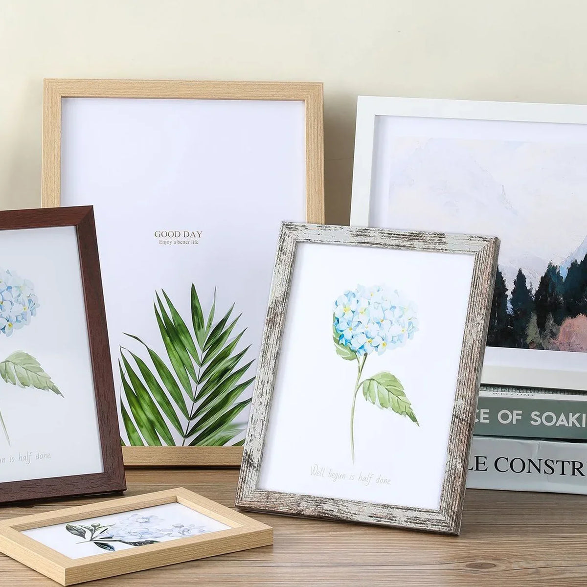Wooden photo frame to hang for decoration and gifts