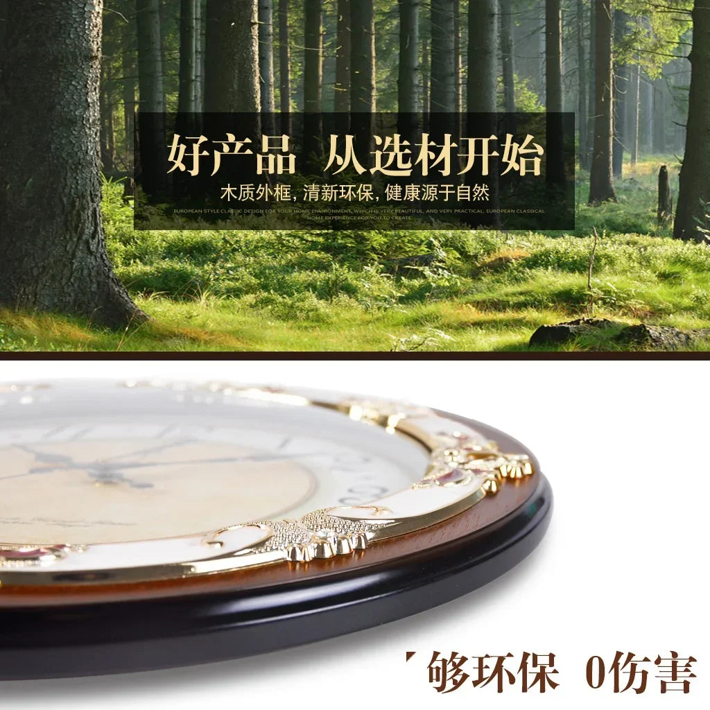 Vintage 3d wooden wall clock European style interior decoration - view 5